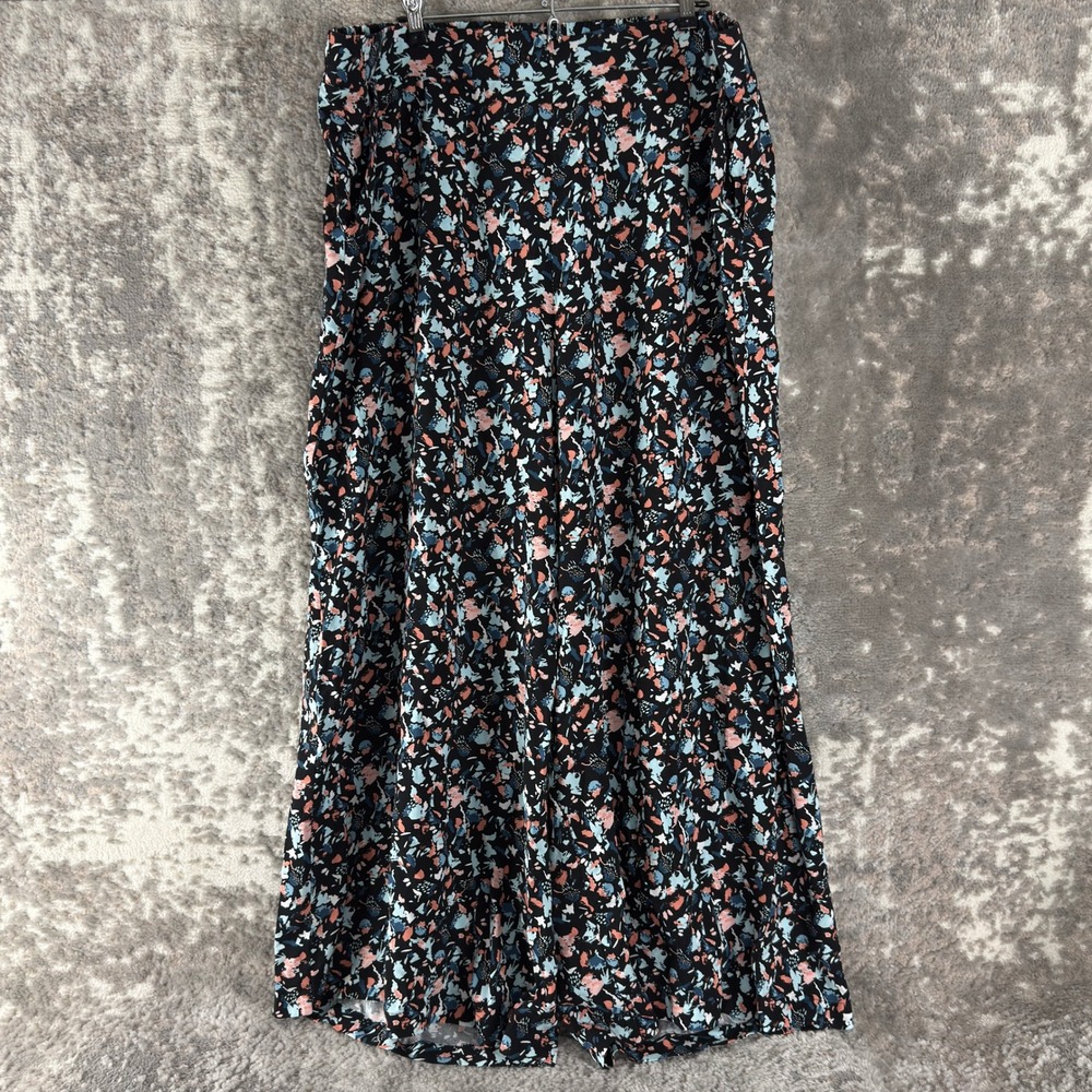 New Torrid Size 3 Abstract Floral Pull On Wide Leg Challis Pant Black Women